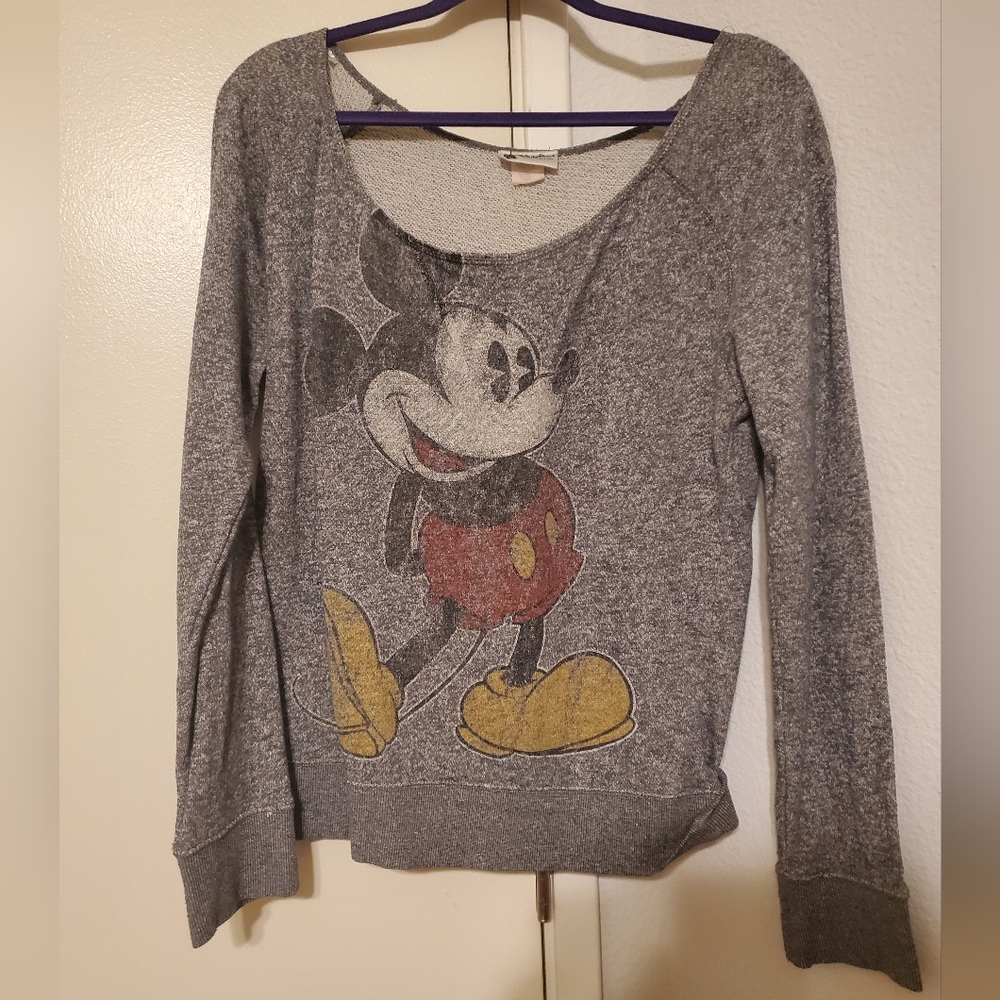 Disney Parks Authentic-Original Mickey Mouse Large Grey Sweater